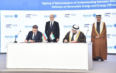 Birləşmiş Ərəb Əmirliklərinin “Masdar” şirkəti ilə “Azərbaycan Dəmir Yolları” QSC arasında “yaşıl enerji” sahəsində Anlaşma Memorandumu imzalanıb